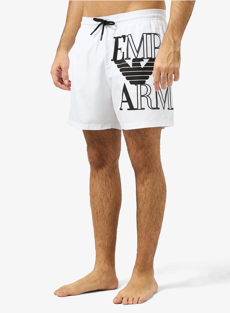 EMPORIO ARMANI Graphic Drawstring Swim Shorts - Image 1